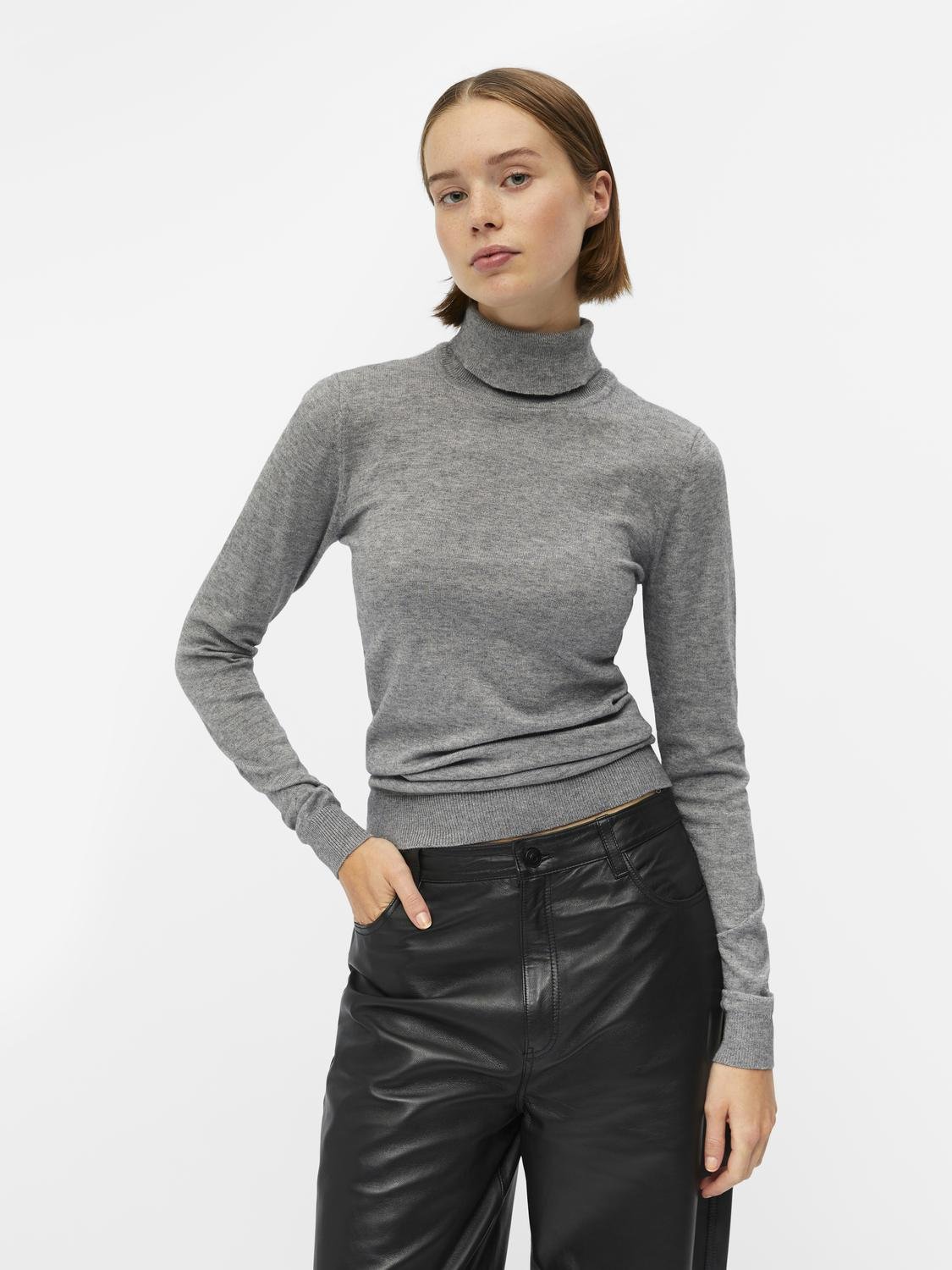OBJTHESS Pullover - Medium Grey Melange - VERO MODA & VILA Bergvik